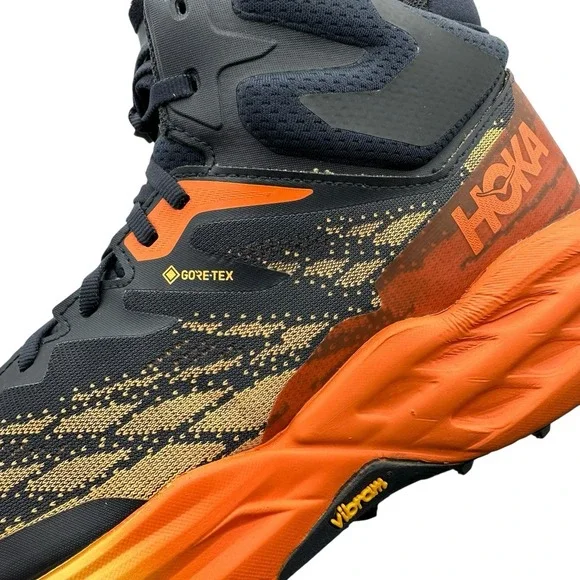 Size 11.5 M - Hoka One One HOKA Speedgoat 5 GORE-TEX Mid Gray Orange Yellow NEW